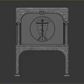 Ornate Metal Frame Glass Display Cabinet With Carved Details And Vintage Design