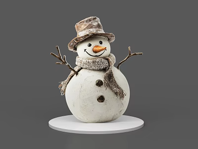 Cute Snowman Game And Movie Character With Hat Scarf Stick Arms And Smiling Face 3d model