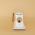 Stylish White Kitchen Coffee Maker With Wooden Handle And Modern Design