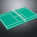 Green Tennis Court Surface With White Boundary Lines And Central Net