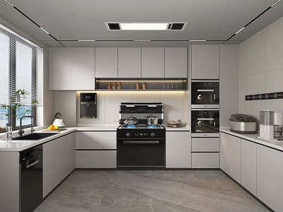 Modern Kitchen Cabinet Range Hood Dishwasher Oven 3d model