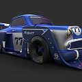 Blue And Silver Smart TT Monster Racing Car Featuring Aerodynamic Design And Large Wheels