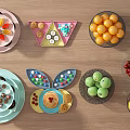 Ceramic Ware for Kitchen Display with Tiered Stands Bowls Trays Fruits and Desserts
