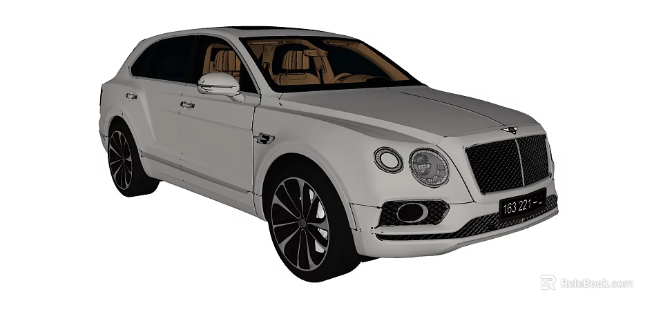 White Bentley SUV With Brown Leather Interior And Premium Design Features 3d model
