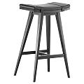 Modern Black Bar Stools With Leather Seat And Cross Leg Design For Kitchen Counter
