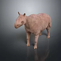 Realistic Tapir Sculpture With Brown Textured Body On Dark Reflective Surface