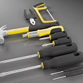 Screwdriver Hacksaw Hammer Vise Tool 3d model