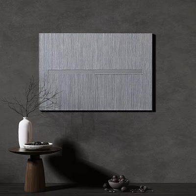 Abstract Painting With Vertical Stripes And Horizontal Line In Gray Tone Modern Interior 3d model