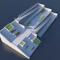 Modern Stepped Outdoor Garden Structure With Green Grass Wooden Benches And Multiple Levels