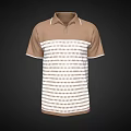 Stylish Brown Collar Polo Shirt With White Body And Black Stripes