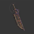 Ornate Purple Red Decorative Sword With Dragon Design On Hilt And Blade