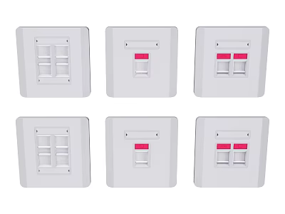 White Modern Switch Panels With Different Switch And Socket Designs For Home Use 3d model