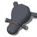 Gray Hippo Plush Toy With Yellow Eyes And Soft Fabric Details
