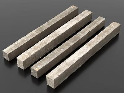 Gray Concrete Pillars with Textured Surface Arranged in a Row for Architectural Use 3d model