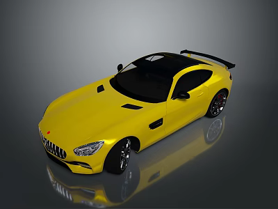 Yellow Sports Car With Black Roof Rear Spoiler And Sleek Sporty Design 3d model
