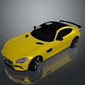 Yellow Sports Car With Black Roof Rear Spoiler And Sleek Sporty Design