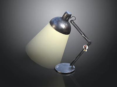 Modern Table Lamp With Adjustable Arm Metal Base And White Glowing Shade 3d model