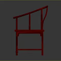 Red Chinese Traditional Wooden Chair With Curved Back And Armrest Design