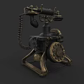 Classic Vintage Antique Telephone With Rotary Dial Brass Handset And Base
