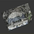 Detailed Ancient Roman Colosseum Model with Architectural Details and Natural Landscape