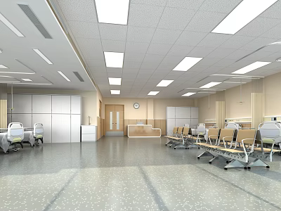 Hospital Outpatient Clinic Waiting Area With Spacious Layout Bright Lighting And Comfortable Seats 3d model