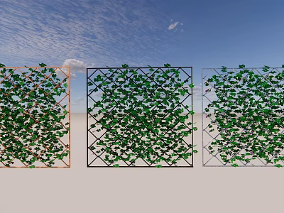 Outdoor Garden Trellis Decor With Green Leafy Vines And Different Frames 3d model