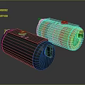 Two Design Types Of Household Appliance Components With Transparent Grid And Black Cylindrical Bodies