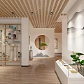 New Chinese Style Exhibition Hall With Calligraphy Paintings Wooden Flooring And Screen