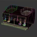 Modern Kitchen Coffee Machine With Two Transparent Coffee Beans Containers And Digital Control Panel Buttons 3d model