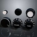 Black Adjustable Projection Monitoring Device Knobs With Volume Tone And Numeric Scales 3d model