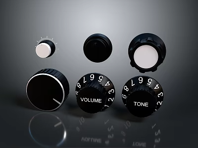 Black Adjustable Projection Monitoring Device Knobs With Volume Tone And Numeric Scales 3d model
