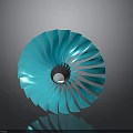Blue Turbine Blade Fan Shaped Design With White Center Reflective Surface Industrial Equipment