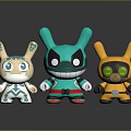 Colorful Cartoon Rabbit Toys With White Turquoise And Yellow Patterns