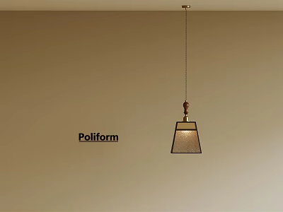 Poliform Modern Pendant Light With Metal Chain And Conical Fabric Shade 3d model