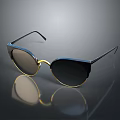 Fashionable Cat Eye Style Sunglasses With Black Gold Metal Frame And Dark Lenses