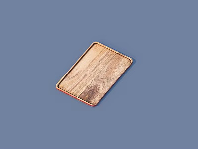 Wooden Tray With Red Edge And Blue Background For Daily Living Use 3d model