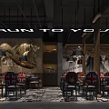 RUN TO YOU Restaurant Interior With Union Jack Chairs Vintage Mural And Pendant Lights