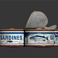 Three Open Sardine Cans With Red Sauce And Fish Inside 3d model
