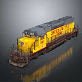 Union Pacific Yellow and Gray Locomotive With Number 9042 Exterior View