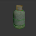 Metallic Silver Gas Cylinder With Cylindrical Body Top Opening And Base