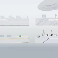 Modern Reception Desk With White Surface And Green Plant Decorative Design 3d model