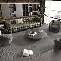 Minotti Sofa Coffee Table Combination Multi-person Sofa Coffee Table Leisure Chair Side Table Corner Table 3d model