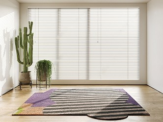 Modern venetian blinds special-shaped carpet green plant venetian blinds 3d model