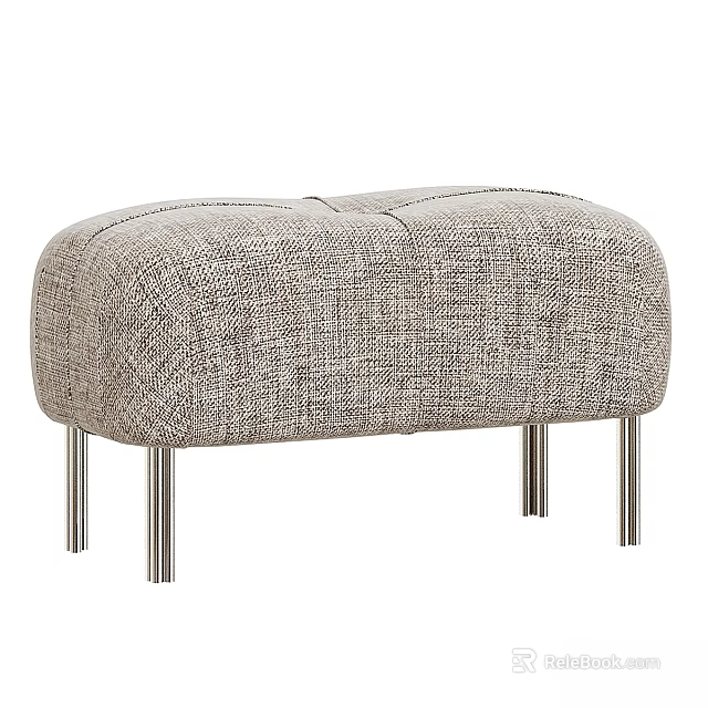 Modern Fabric Sofa Bench With Light Gray Upholstery And Metal Legs 3d model 