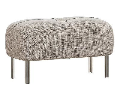 Modern Fabric Sofa Bench With Light Gray Upholstery And Metal Legs 3d model