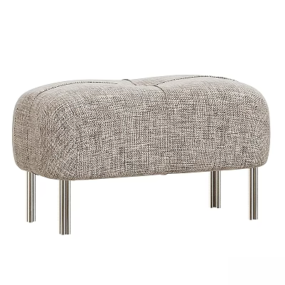 Modern Fabric Sofa Bench With Light Gray Upholstery And Metal Legs 3d model