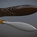 Ornamented Brown Carved Handle And Shiny Silver Blade With Gold Top
