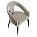 Modern Single Chair With Curved Armrests Upholstered Fabric And Black Wooden Legs With Metal Accents