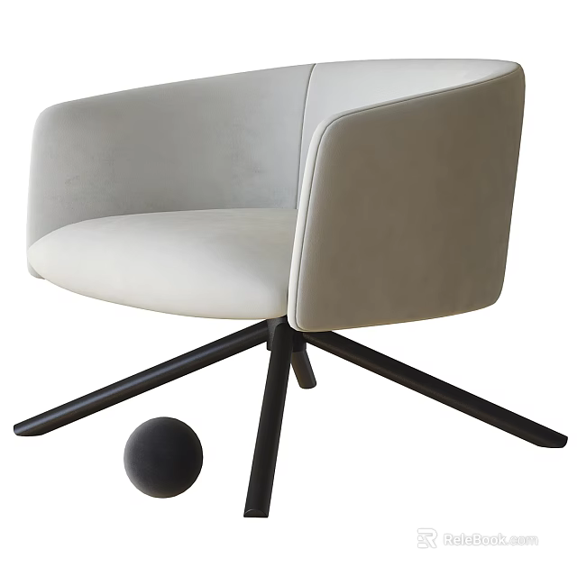Modern Office Chair With Light Gray Upholstery And Black Five Star Metal Base 3d model 