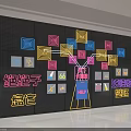 Modern Photo Check In Spot With Colorful Neon Square Lights Chinese Characters And Wall Design